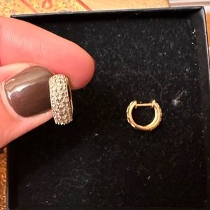 Vintage Solid Gold Diamond Huggies (real diamonds)